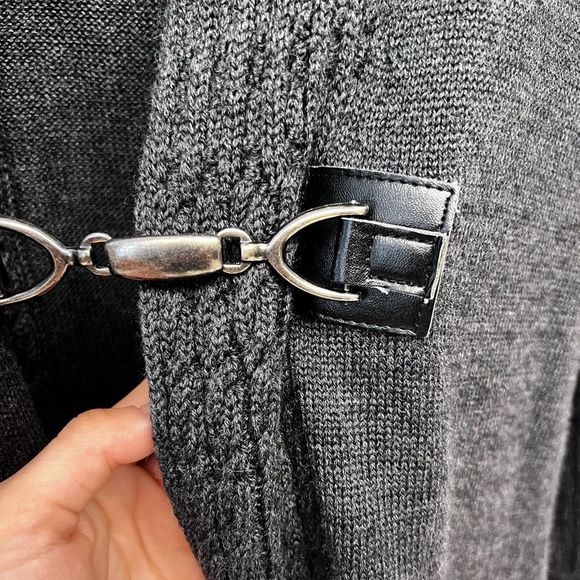 Ellen Tracy Merino Wool Blend Knit Gray Cardigan Sweater Women's Medium - Picture 4 of 7